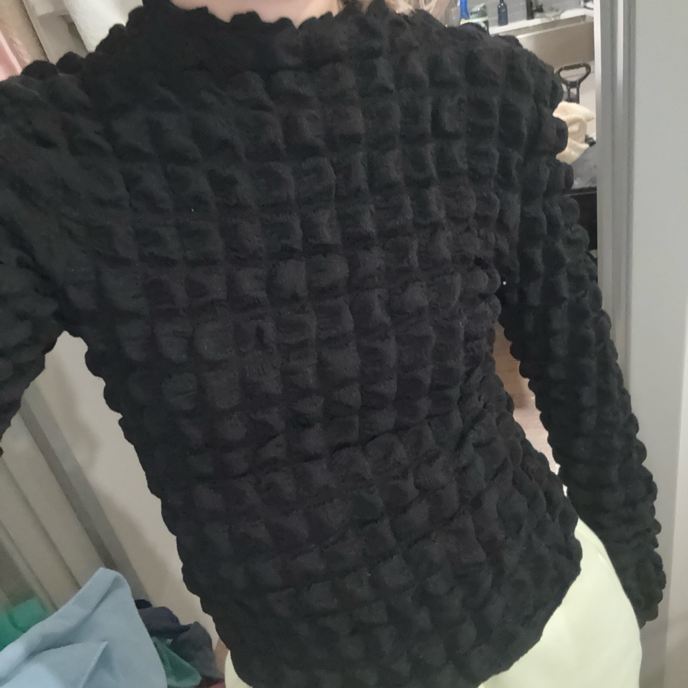 Elodie Black Textured Cowl Sweater